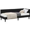 vidaXL Struttura letto angolare con materasso e testiera, 2 pezzi, colore nero, tessuto velluto