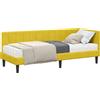 vidaXL Struttura letto angolare con materasso e testiera, 2 pezzi, colore giallo, rivestimento in velluto