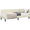 vidaXL Struttura letto angolare con materasso e testiera, 2 pezzi, colore crema, rivestimento in velluto