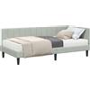 vidaXL Struttura letto angolare con materasso e testiera, 2 pezzi, grigio chiaro, tessuto velluto