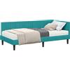 vidaXL Struttura letto angolare con materasso e testiera, 2 pezzi, colore turchese, rivestimento in velluto