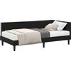 vidaXL Struttura letto angolare con materasso e testiera, 2 pezzi, colore nero, tessuto velluto