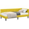 vidaXL Struttura letto angolare con materasso e testiera, 2 pezzi, colore giallo, rivestimento in velluto