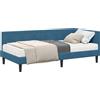 vidaXL Struttura letto angolare con materasso e testiera, 2 pezzi, blu, in velluto