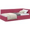 vidaXL Struttura letto ad angolo con testiera rosso vino 90 cm x 190 cm in velluto