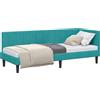 vidaXL Struttura letto ad angolo con testiera turchese 80 cm x 200 cm in velluto