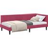 vidaXL Struttura letto ad angolo con testiera rosso vino 100 cm x 200 cm in velluto