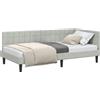 vidaXL Struttura letto ad angolo con testiera grigio chiaro 100 cm x 200 cm in velluto
