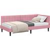 vidaXL Struttura letto ad angolo con testiera rosa 100 cm x 200 cm in velluto
