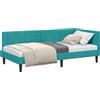 vidaXL Struttura letto ad angolo con testiera turchese 100 cm x 200 cm in velluto