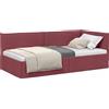 vidaXL Struttura letto ad angolo con testiera in tessuto rosso vino 90 x 190 cm