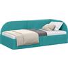vidaXL Struttura letto ad angolo con testiera turchese 100 cm x 200 cm in velluto