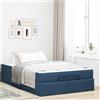 vidaXL Letto matrimoniale con materasso, 2 pezzi, colore blu, rivestito in tessuto