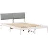 vidaXL Struttura letto bianco e grigio chiaro 150 x 200 cm in legno di pino massiccio