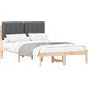 vidaXL Struttura letto con testiera imbottita grigio scuro 120 x 190 cm