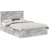 vidaXL Letto contenitore grigio cemento 150 x 200 cm materiale a base di legno
