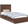 vidaXL Letto contenitore look rovere marrone 75 x 190 cm Materiale a base di legno