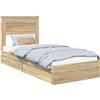 vidaXL Letto contenitore rovere Sonoma 100 x 200 cm materiale a base di legno