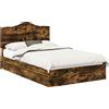vidaXL Letto contenitore vidaXL, finitura noce, dimensioni 135 x 190 cm, realizzato in materiale composito di legno