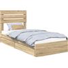vidaXL Letto contenitore rovere Sonoma 100 x 200 cm materiale a base di legno