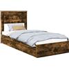 vidaXL Letto contenitore in rovere fumé 100 x 200 cm Materiale a base di legno