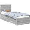 vidaXL Struttura del letto grigio Sonoma e argento 75 x 190 cm in legno