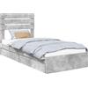 vidaXL Letto contenitore grigio cemento 90 x 190 cm materiale legno