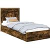 vidaXL Letto contenitore in rovere fumé 90 x 190 cm Materiale a base di legno