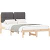 vidaXL Struttura letto con testiera imbottita grigio scuro 120 x 190 cm