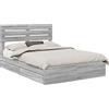 vidaXL Letto contenitore grigio Sonoma 150 x 200 cm materiale a base di legno