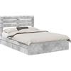 vidaXL Letto contenitore grigio cemento 150 x 200 cm materiale a base di legno