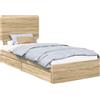 vidaXL Letto contenitore rovere Sonoma 75 x 190 cm materiale a base di legno