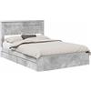 vidaXL Letto contenitore vidaXL, colore grigio cemento, dimensioni 150 x 200 cm, realizzato in materiale composito di legno