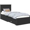 vidaXL Struttura del letto nera e argento 75 x 190 cm in materiale ligneo