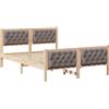 vidaXL Struttura letto con testata taupe 150 x 200 cm in legno di pino massiccio