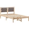 vidaXL Struttura letto con testata taupe 120 x 200 cm in legno di pino massiccio