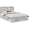 vidaXL Letto contenitore vidaXL, colore grigio cemento, dimensioni 150 x 200 cm, realizzato in materiale composito di legno
