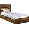 vidaXL Letto contenitore vidaXL, finitura noce, dimensioni 90 x 190 cm, struttura in legno composito