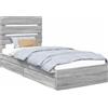 vidaXL Letto contenitore vidaXL, colore grigio Sonoma, dimensioni 70 x 190 cm, realizzato in materiale composito di legno