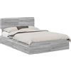vidaXL Letto contenitore grigio Sonoma 150 x 200 cm materiale a base di legno