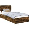 vidaXL Letto contenitore in rovere fumé 90 x 190 cm Materiale a base di legno