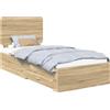 vidaXL Struttura letto con testiera in rovere Sonoma 75 x 190 cm Materiale a base di legno