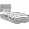 vidaXL Struttura letto con testiera Grey Sonoma 75 x 190 cm Materiale a base di legno