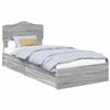 vidaXL Letto contenitore grigio Sonoma 100 x 200 cm materiale a base di legno