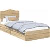 vidaXL Letto contenitore rovere Sonoma 90 x 190 cm Materiale a base di legno