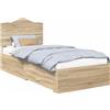 vidaXL Struttura letto con testiera in rovere Sonoma 70 x 190 cm Materiale a base di legno