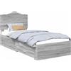 vidaXL Struttura letto con testiera Grey Sonoma 75 x 190 cm Materiale a base di legno