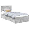 vidaXL Struttura per letto in cemento grigio e argento 75 x 190 cm Materiale a base di legno