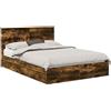 vidaXL Letto contenitore rovere fumé 135 x 190 cm materiale a base di legno