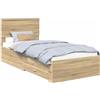 vidaXL Struttura letto con testiera in rovere Sonoma 90 x 200 cm Materiale a base di legno